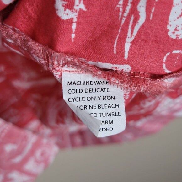 Vineyard Vines Size S Oversized Hawaiian Short Sleeve Button Up Shirt Red Pink - Picture 10 of 11